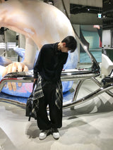 ラフィチェックレイヤードワイドパンツ 2C
