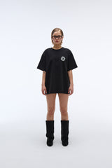 EEERRR レコードアートワークダメージウォッシングTシャツ (ブラック)