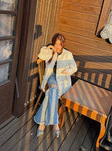 Tassel tweed loose fit no-collar jacket
