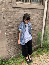 [unisex] Module Loose-Fit Check Short Sleeve Shirt