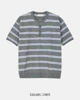 Diron Striped Henley Knit