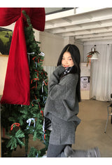ウールチャコールオーバーサイズニットパンツ 2点セット