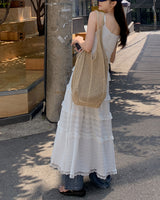 Ray frill long dress