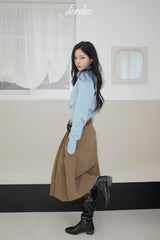 Black Royal Pleats Midi Skirt