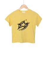 Star cropped short-sleeved T-shirt