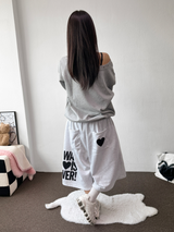 All Love Tattoo Print Patch Wide Bermuda Pants 4Color