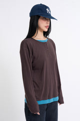 Henley neck layered long sleeves