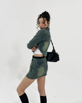 Beto Washing Cut Crop Denim Set Jacket