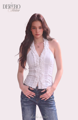 foam lace halterneck blouse