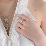 Bold lace heart open ring