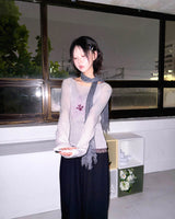 (3color) Soft Flower Sheer Wool Knit