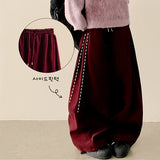 Rutte Corduroy Side Pin Tuck Slit Banding Wide Pants