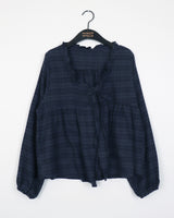 Demeon Napping Checkered Frill Ribbon Blouse