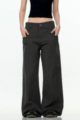 Cement Gray Straight Cargo Pants