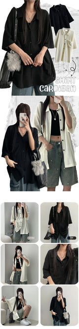 Lema pocket short-sleeved shirt cardigan