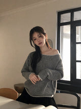 NM コジールーズオフショルダーミックスニット (4color)