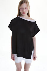 UNBALANCED LAYERED SLEEVELESS (BLACK)