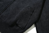 Washed Highneck Knit Zip-Up (BLACK)