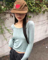 Muleu Flower Pattern Round Neck Long-Sleeved T-Shirt