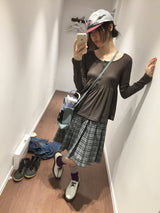 【即日発送】YWD プレイドプリーツスカート + ベルト (3color)