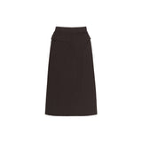 CUT-OUT MAXI LONG SKIRT (DEEP BROWN)