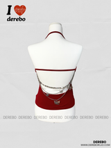 Back strap chain pad sleeveless t-shirt