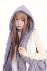 Fluffy hood muffler (gray)