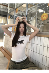 ダックスフント ラウンド スパンデックス Tシャツ