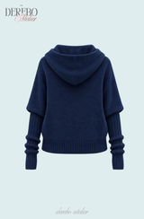 ミント ツイスト フーデッド ニット ジップアップ