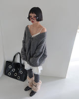 Mohair wool knitwear oversized-fit cardigan