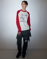 RIBBON CATS RAGLAN LONG SLEEVE-RED