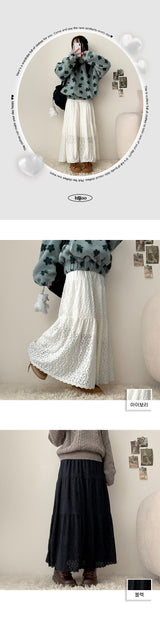 Foram Thick Lace Banding Long Skirt