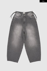 ダリオストリングワイドデニムパンツ