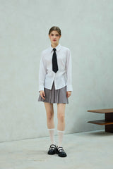 LOWELL SLIM FIT STRIPE SHIRRLING SHIRT / WHITE
