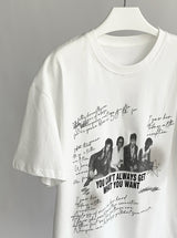 レタリングバンドルーズフィットショートスリーブtシャツ
