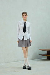 LOWELL SLIM FIT STRIPE SHIRRLING SHIRT / WHITE