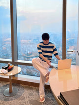 Daily linen ice banding wide pants