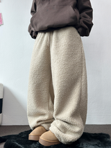 クリームテディシープファーロングパンツ🧸🤎🐑🖤3COLOR