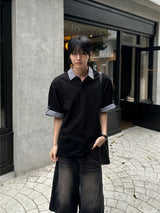 コスヘンリーカラーロールアップTシャツ