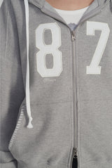 87 Waffle hooded zip-up, Gray