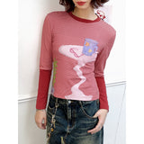 ストライプパネルド長袖Tシャツ