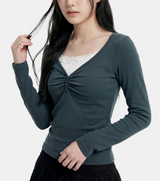 Melly Lace Layered Shirring Tee