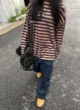 ストライプルースリネンTシャツ