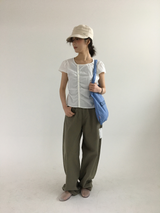 pleated button blouse (2color)