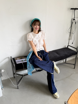 pintuck wide track pants 