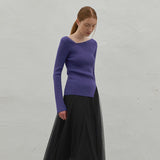 (Z-T-6734)UNBALANCED CUTOUT SLIM LONG KNIT