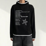 Devi Star Lettering High-Neck Color-Block Hoodie (3 colors)
