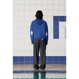 ARGYLE ELBOW KNIT ZIP-UP HOODIE / BLUE