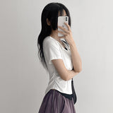 Delicate Fit Layered Half-Zip Short Sleeve T-Shirt (4 colors)