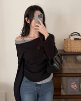 Uhan Contrast Unbalanced T-shirt